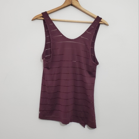 Athleta Tops - Athleta Burgundy Mesh Striped Athletic Tank Top
